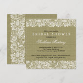 Beige Linen White Lace Vrijgezellenfeest Invite Kaart (Voorkant / Achterkant)