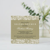 Beige Linen White Lace Vrijgezellenfeest Invite Kaart (Staand voorkant)