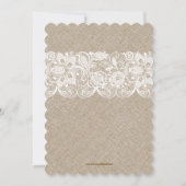 Beige Linen White Lace Vrijgezellenfeest Invite Kaart (Achterkant)