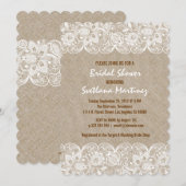 Beige Linen White Lace Vrijgezellenfeest Invite Kaart (Voorkant / Achterkant)