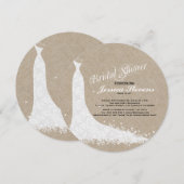 Beige Linen White Lace Wedding Dress Kaart (Voorkant / Achterkant)