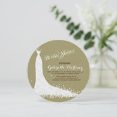 Beige Linen White Lace Wedding Dress Kaart (Staand voorkant)