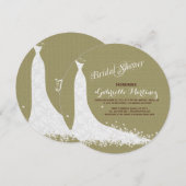 Beige Linen White Lace Wedding Dress Kaart (Voorkant / Achterkant)