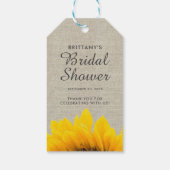 Beige Linen Yellow Sunflower Vrijgezellenfeest Cadeaulabel (Achterkant)