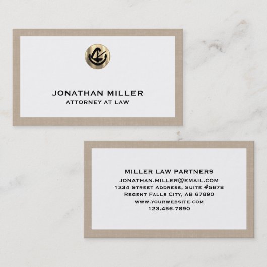  Beige Linnen Advocaat Visitekaartje (Voorkant / Achterkant)