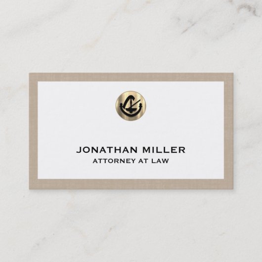 Beige Linnen Advocaat Visitekaartje (Voorkant)