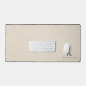 Beige Linnen Creme Textuur Eenvoudig Elegant Monog Bureaumat (Keyboard & Muis)