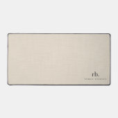 Beige Linnen Creme Textuur Eenvoudig Elegant Monog Bureaumat (Voorkant)