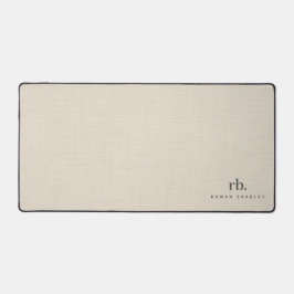 Beige Linnen Creme Textuur Eenvoudig Elegant Monog Bureaumat