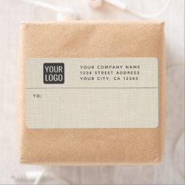 Beige Linnen Creme Textuur Eenvoudig Elegant Monog Etiket