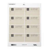 Beige Linnen Creme Textuur Eenvoudig Elegant Monog Etiket (Full Sheet)
