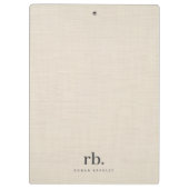 Beige Linnen Creme Textuur Eenvoudig Elegant Monog Klembord (Achterkant)