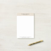 Beige Linnen Creme Textuur Eenvoudig Elegant Monog Post-it® Notes (Op bureau)