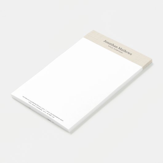 Beige Linnen Creme Textuur Eenvoudig Elegant Monog Post-it® Notes (Schuin)