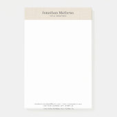 Beige Linnen Creme Textuur Eenvoudig Elegant Monog Post-it® Notes (Voorkant)