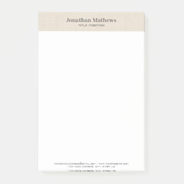 Beige Linnen Creme Textuur Eenvoudig Elegant Monog Post-it® Notes