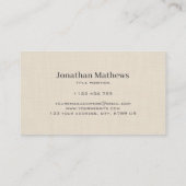 Beige Linnen Creme Textuur Eenvoudig Elegant Monog Visitekaartje (Achterkant)