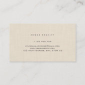 Beige Linnen Creme Textuur Eenvoudig Elegant Monog Visitekaartje (Achterkant)