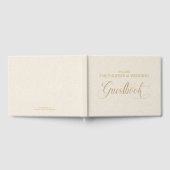 Beige Linnen Goud Gastenboek Script Typografie (Volledig)