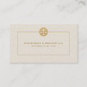 Beige Linnen & Gouden Logo & Typografie Visitekaartje (Voorkant)