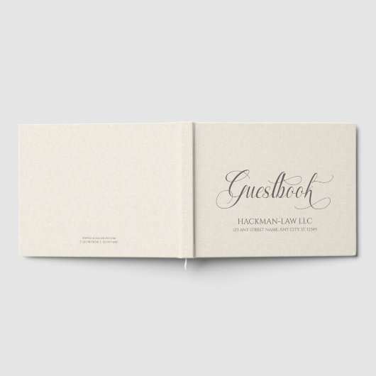 Beige Linnen Grijs Gastenboek Script Typografie (Volledig)