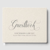 Beige Linnen Grijs Gastenboek Script Typografie (Voorkant)