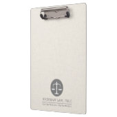 Beige Linnen Grijs Gerechtigheid Logo Klembord (Links)