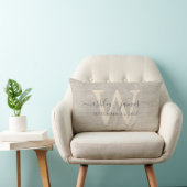 Beige Linnen Grijs Ivoor Monogram Trouwherinnering Kussen (Stoel)
