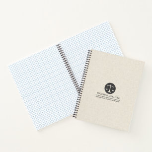Beige Linnen Grijs Justitie Logo Notitieboek