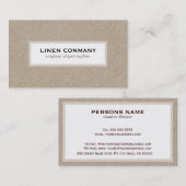 Beige linnen jute textuur witte achtergrond visitekaartje (Voorkant / Achterkant)