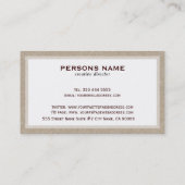 Beige linnen jute textuur witte achtergrond visitekaartje (Achterkant)