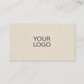 Beige linnen minimalistische scanbare QR-code Logo Visitekaartje (Voorkant)