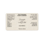 Beige linnen papier stijl cosmetica druppelaar fle etiket (Voorkant)