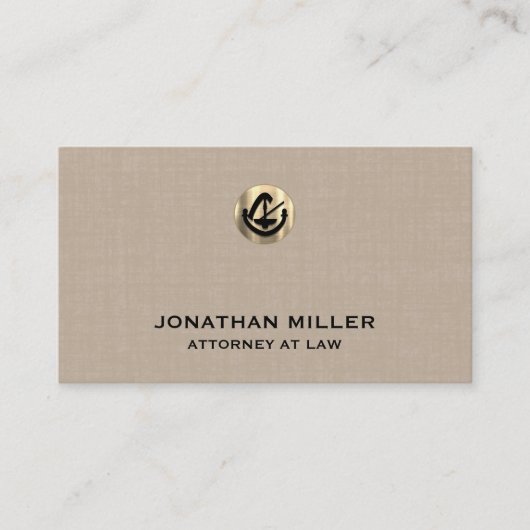  Beige Linnen Print Advocaat Visitekaartje (Voorkant)