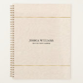 Beige linnen textuur eenvoudig goud lijst planner (Voorkant)