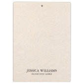 Beige linnen textuur eenvoudige zwarte typografie klembord (Achterkant)