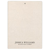 Beige linnen textuur eenvoudige zwarte typografie klembord (Achterkant)