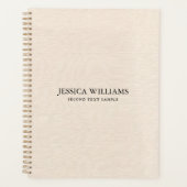 Beige linnen textuur eenvoudige zwarte typografie planner (Voorkant)