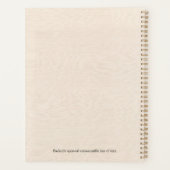 Beige linnen textuur eenvoudige zwarte typografie planner (Achterkant)