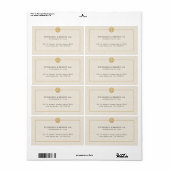Beige Linnen Textuur & Gold Justice Logo Etiket (Full Sheet)