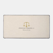 Beige Linnen Textuur & Gouden Rechtvaardigheid Sch Bureaumat (Voorkant)