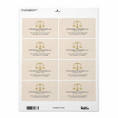 Beige Linnen Textuur & Gouden Rechtvaardigheid Sch Etiket (Full Sheet)