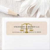 Beige Linnen Textuur & Gouden Rechtvaardigheid Sch Etiket (Insitu)