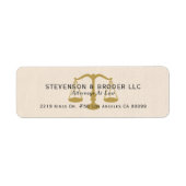 Beige Linnen Textuur & Gouden Rechtvaardigheid Sch Etiket (Voorkant)