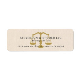 Beige Linnen Textuur & Gouden Rechtvaardigheid Sch Etiket