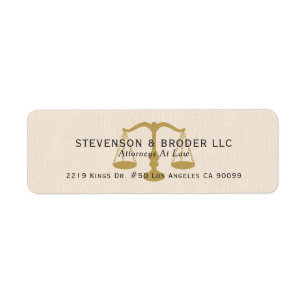 Beige Linnen Textuur & Gouden Rechtvaardigheid Sch Etiket