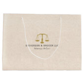 Beige Linnen Textuur & Gouden Rechtvaardigheid Sch Groot Cadeauzakje (Achterkant)