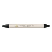 Beige Linnen Textuur & Gouden Rechtvaardigheid Sch Zwarte Inkt Pen (Voorkant)