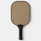 Beige linnen textuur minimaal monogram pickleball paddle (Voorkant)