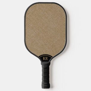 Beige linnen textuur minimaal monogram pickleball paddle